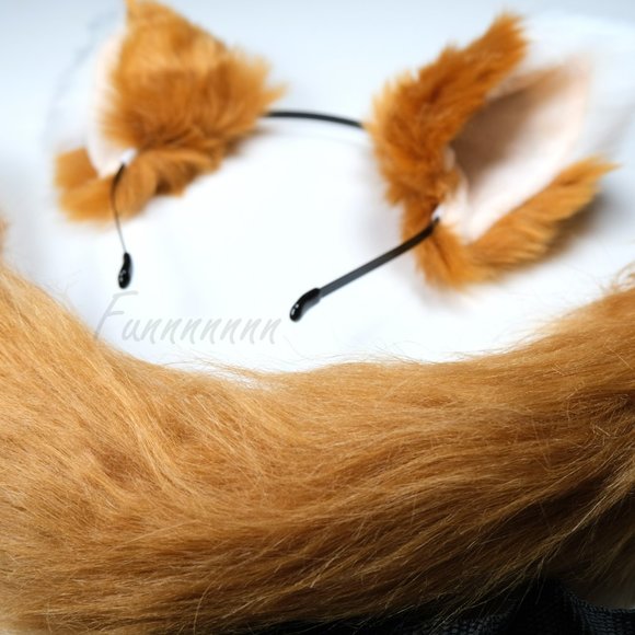 Brown Fox Ears and Tail Cosplay Headband Tail Kit - Picture 7 of 9